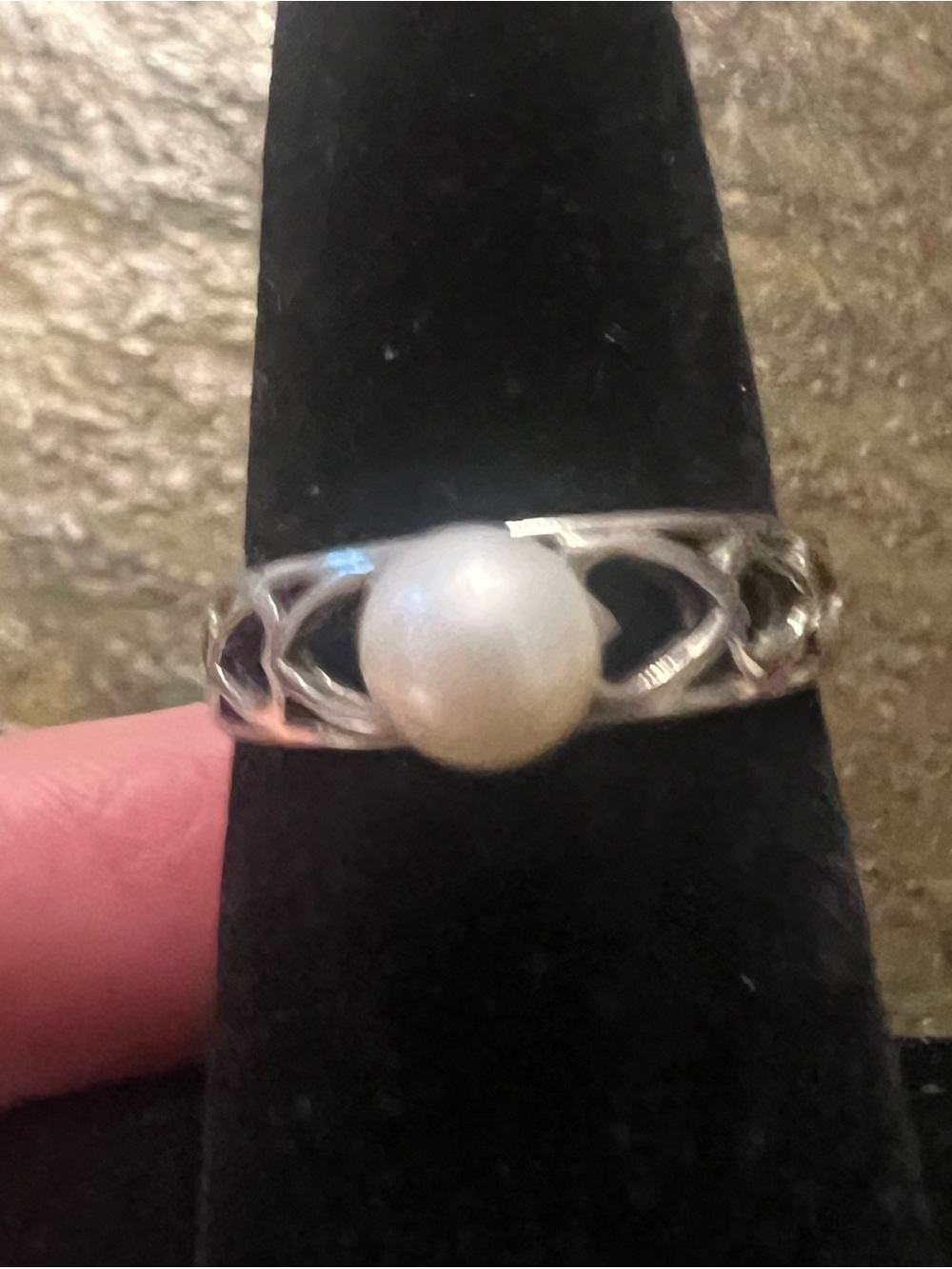 Vantel Pearls Sterling Silver Ring with White Pearl